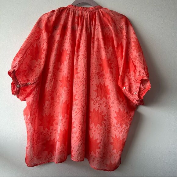 New VIRGINIA JOHNSON ARTIST TUNIC  RED/PINK DRAGONFLOWER - Picture 7 of 10